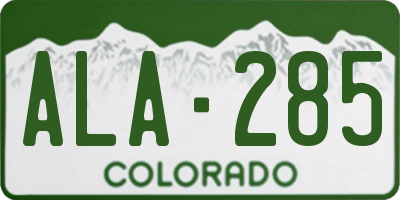 CO license plate ALA285