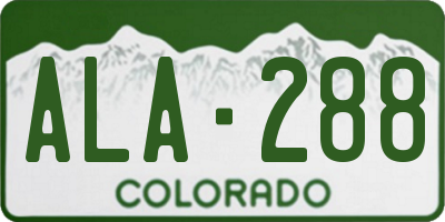CO license plate ALA288