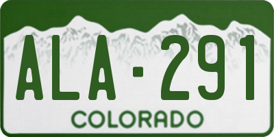 CO license plate ALA291