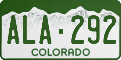 CO license plate ALA292