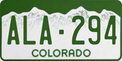 CO license plate ALA294