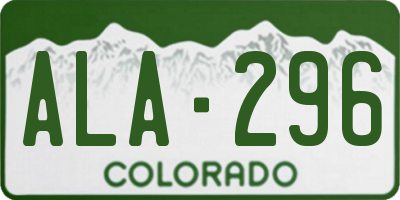 CO license plate ALA296