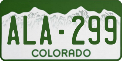 CO license plate ALA299