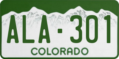 CO license plate ALA301