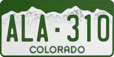 CO license plate ALA310