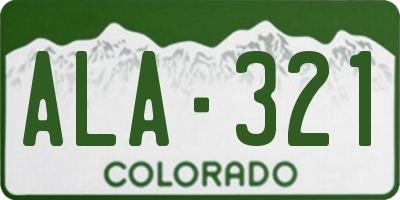CO license plate ALA321