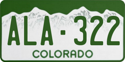 CO license plate ALA322