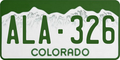 CO license plate ALA326