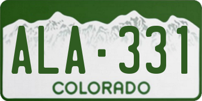 CO license plate ALA331