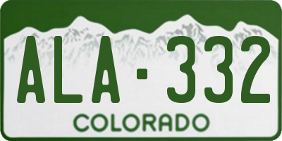 CO license plate ALA332
