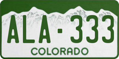 CO license plate ALA333