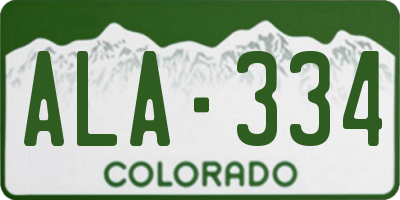CO license plate ALA334