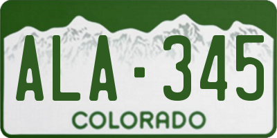 CO license plate ALA345