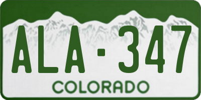 CO license plate ALA347