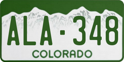 CO license plate ALA348