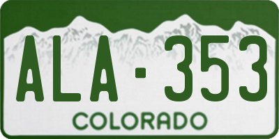 CO license plate ALA353