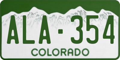 CO license plate ALA354