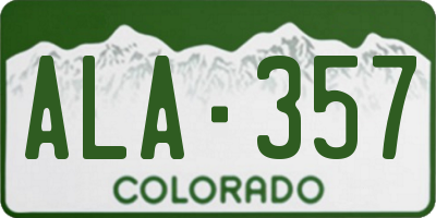 CO license plate ALA357