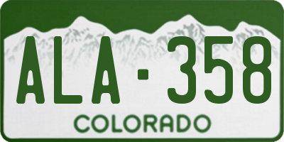 CO license plate ALA358