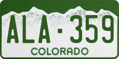 CO license plate ALA359