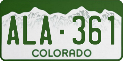 CO license plate ALA361