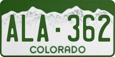 CO license plate ALA362