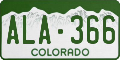 CO license plate ALA366