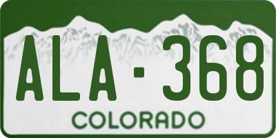 CO license plate ALA368