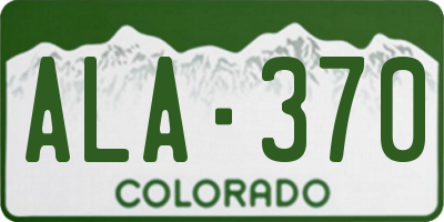CO license plate ALA370