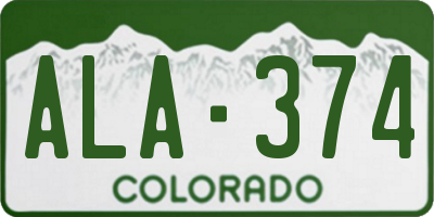 CO license plate ALA374