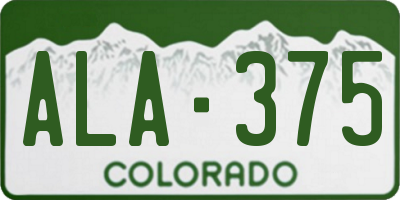 CO license plate ALA375