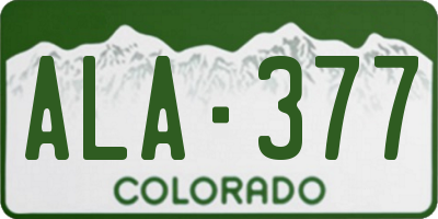 CO license plate ALA377