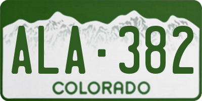 CO license plate ALA382