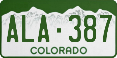 CO license plate ALA387