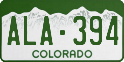 CO license plate ALA394