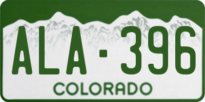 CO license plate ALA396