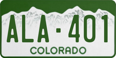 CO license plate ALA401