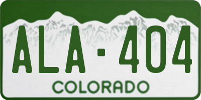 CO license plate ALA404