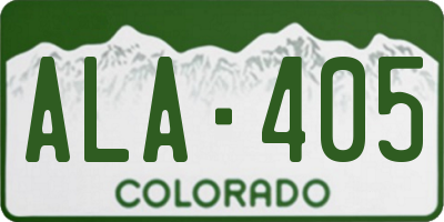 CO license plate ALA405