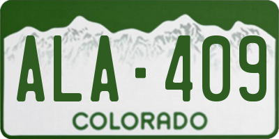 CO license plate ALA409