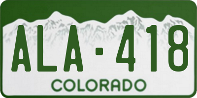 CO license plate ALA418