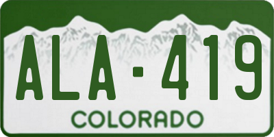 CO license plate ALA419