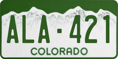 CO license plate ALA421
