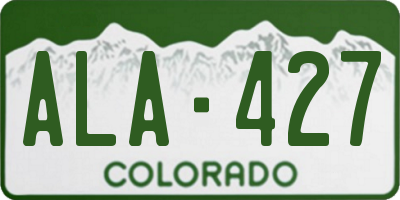 CO license plate ALA427