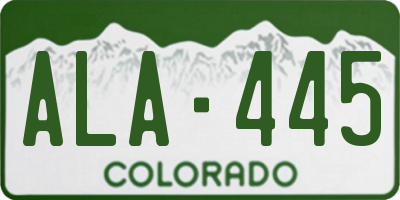 CO license plate ALA445