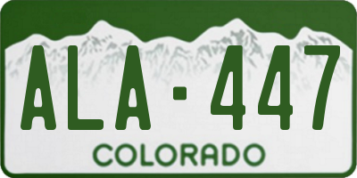 CO license plate ALA447