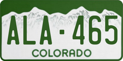 CO license plate ALA465