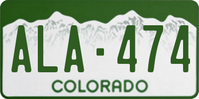 CO license plate ALA474