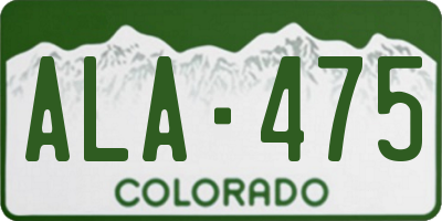 CO license plate ALA475