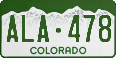 CO license plate ALA478